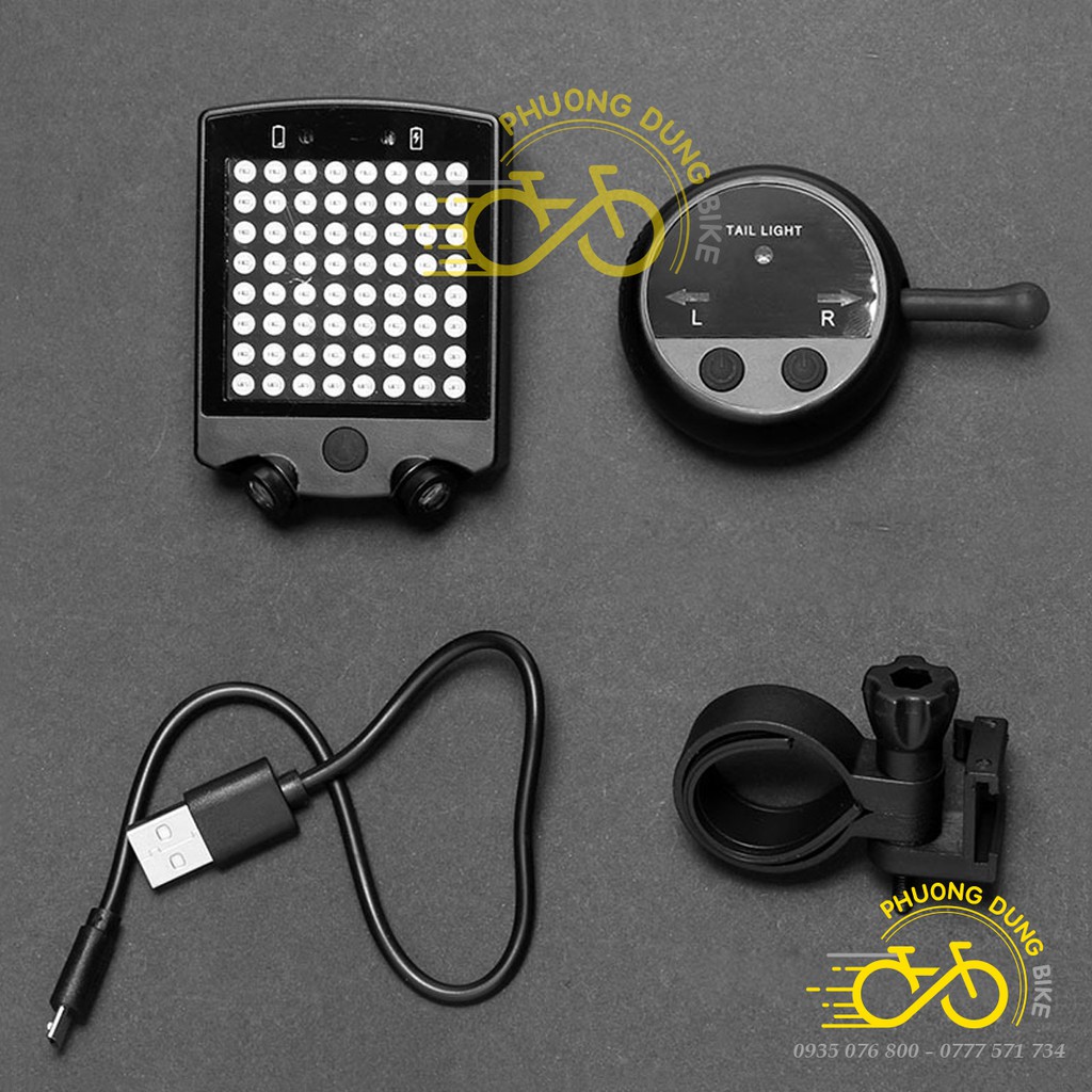 Đèn hậu - Đèn sau xi nhan 64 Led xe đạp có điều khiển Wireless Remote