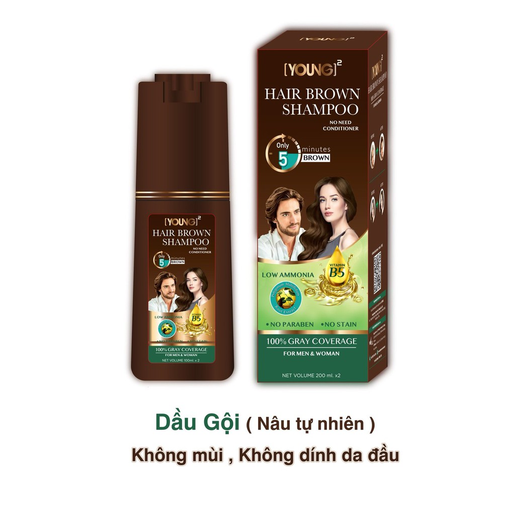 Dầu gội đen tóc YOUNG PHỦ BẠC thảo dược sau 1 lần gội - 15 phút tại nhà