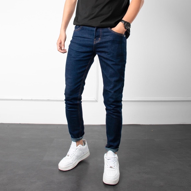 Quần Jean nam xanh đen xuất khẩu,form slimfit tôn dáng