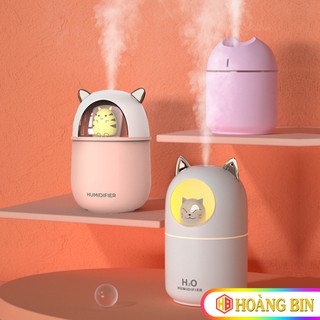 Máy phun sương tạo ẩm mini, máy phun tinh dầu Humidifier phun sương tạo ẩm, phun tinh dầu kèm đèn Led đẹp cute dễ thương