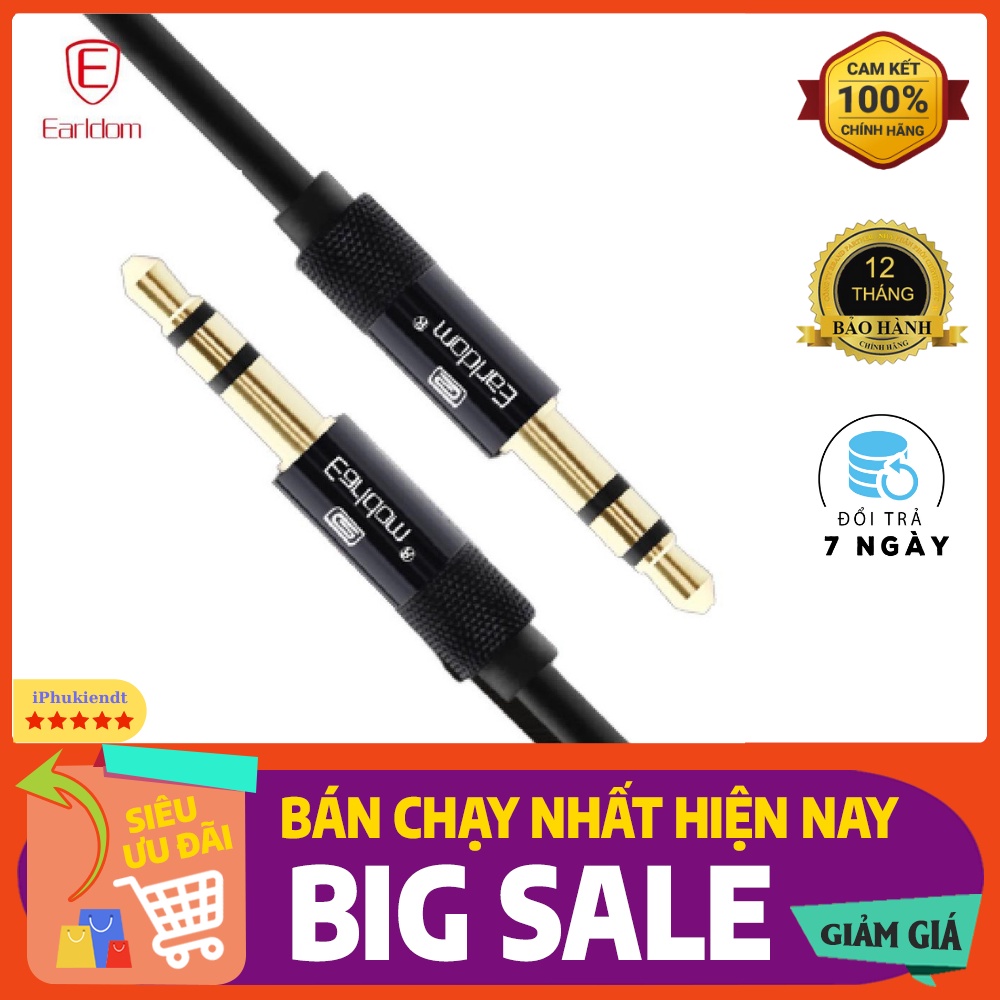 Dây loa 2 đầu 3.5 dài 2m chính hãng Earldom AUX - 10 - Bảo hành 12 tháng