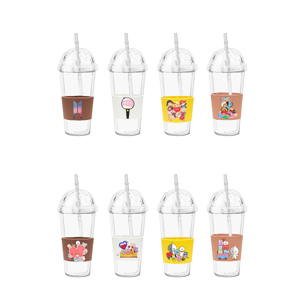 Cốc 2 lớp army bangtan kpop nhóm nhạc C2DI1 cốc giữ nhiệt ly 2 lớp da pu cốc làm lạnh dễ thương