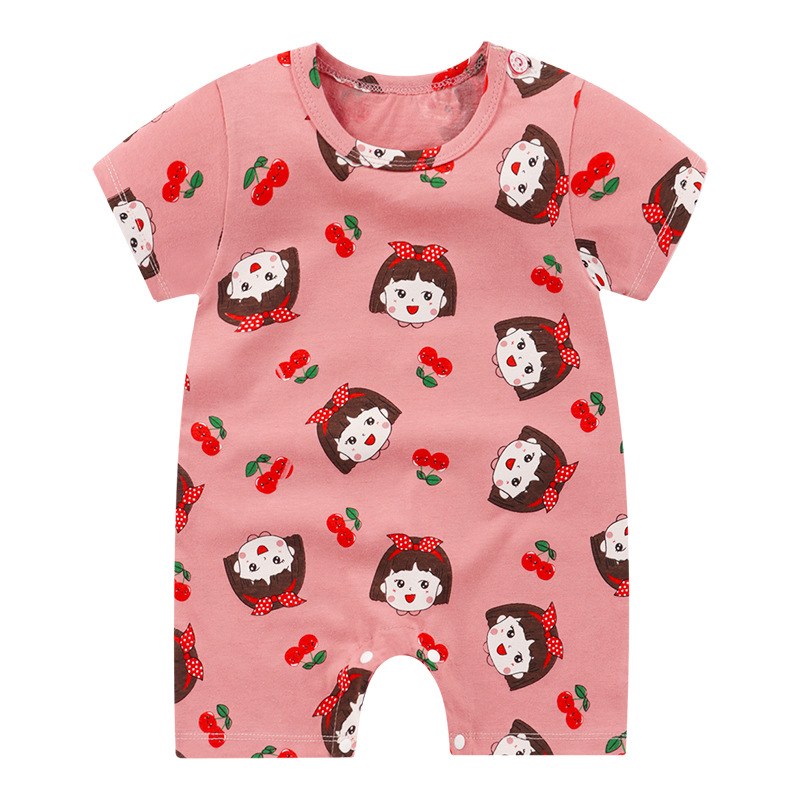 Bộ Áo Liền Quần Bằng Vải Cotton Ngắn Tay Thoải Mái Cho Bé