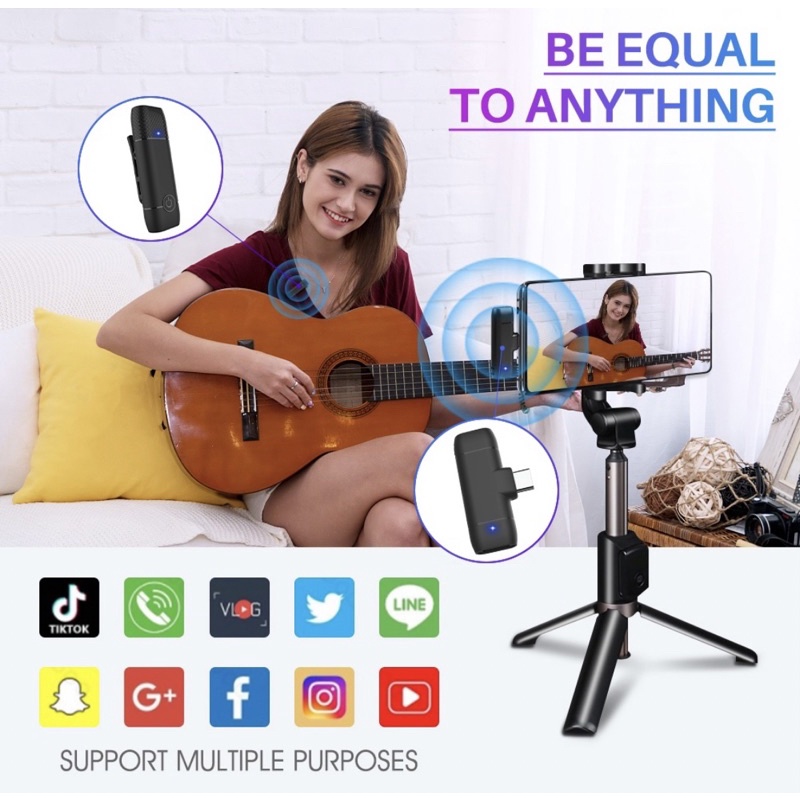 Micro Mini Kẹp Áo Không Dây Hỗ Trợ Phát Sóng Trực Tiếp Cho iPhone Android