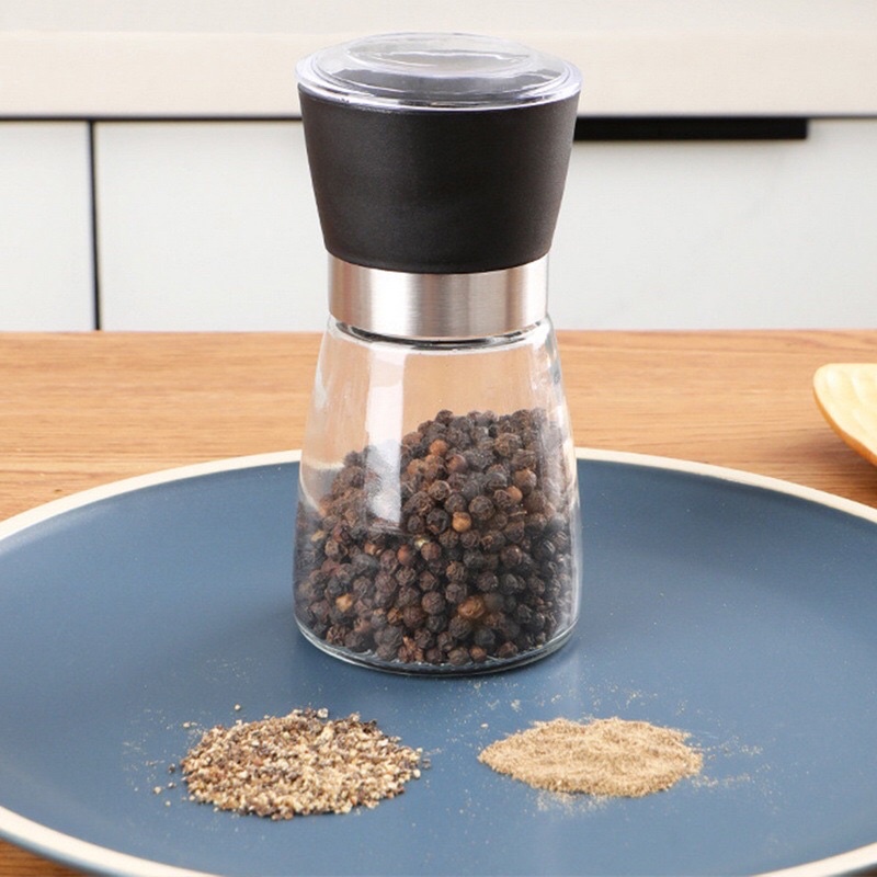 Lọ xay tiêu cầm tay bằng thuỷ tinh, nắp inox tiện dụng