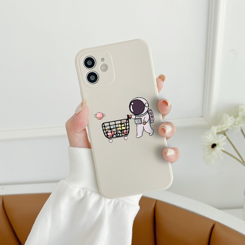 Ốp lưng iphone Phi Hành Gia viền vuông chống sốc cho ip 11 7plus 8plus x xsmax 11pro max 12pro 12promax 13promax e118