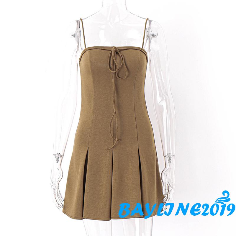 Đầm Hai Dây Màu Trơn Quyến Rũ Dành Cho Nữ Size S/M/L