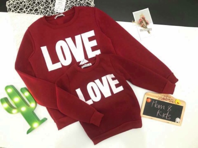 Áo đôi mẹ - con chữ Love lót nỉ