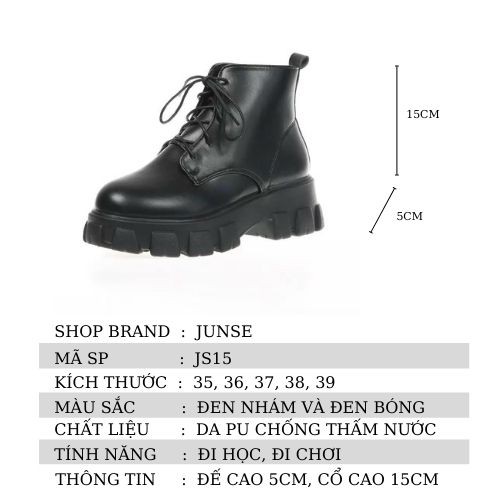 Bốt Chiến Binh Dây Buộc Cá Tính Cao 5cm JS15