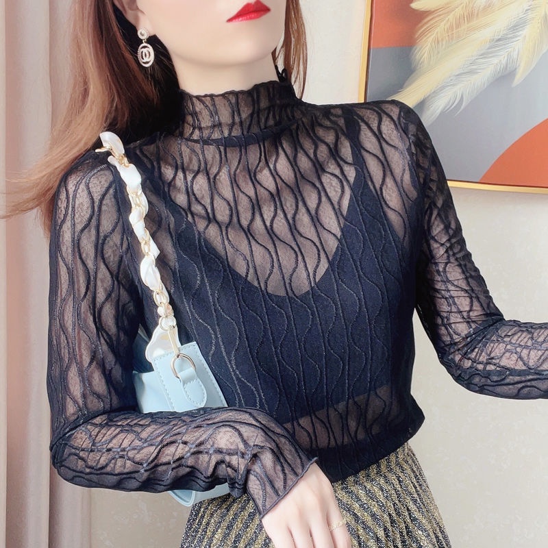 Áo Lưới Tay Dài Cổ Lọ Thời Trang Dành Cho Nữ Edge