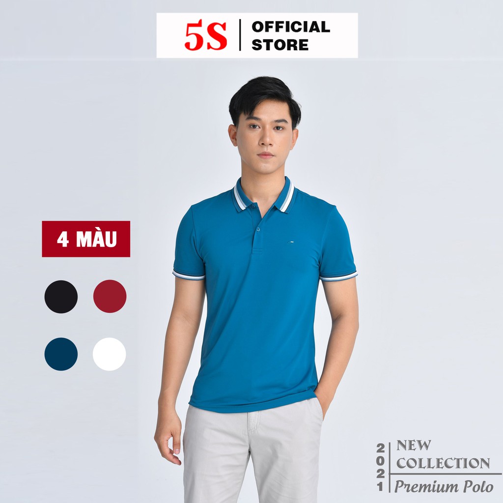 [MUA 2 GIẢM 30K] Áo Phông Nam Có Cổ Tay Ngắn 5S, Phom Ôm Trẻ Trung, Thiết Kế Tinh Tế (APC21015-CP1)