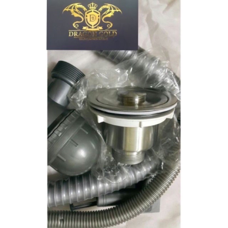 Bộ xiphong chậu rửa bát inox 110mm loại 2 hố, 1 hố ngăn mùi chống hôi.