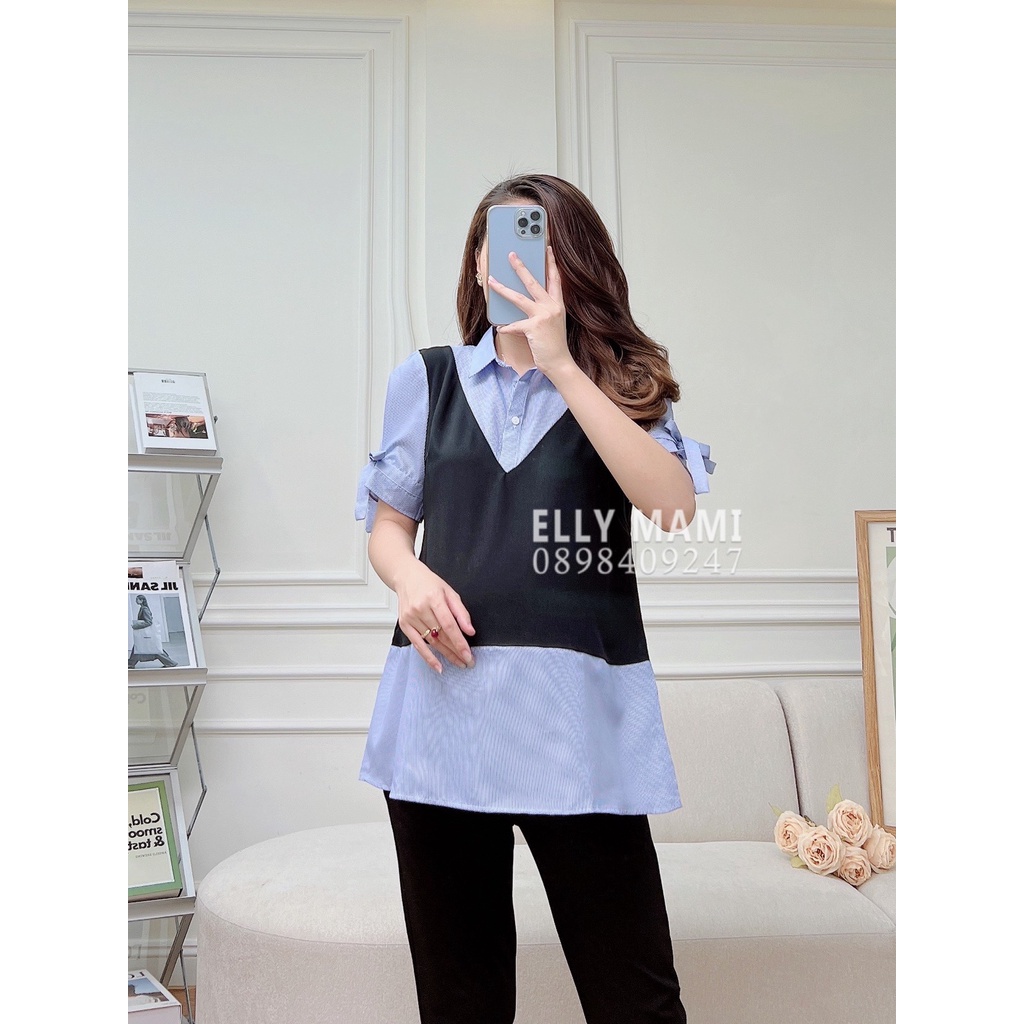 Set Áo Bầu , Bigsize Kẻ Tay Nơ Mặc Thoải Mái Suốt Thai Kì & Sau Sinh Thiết Kế Cao Cấp