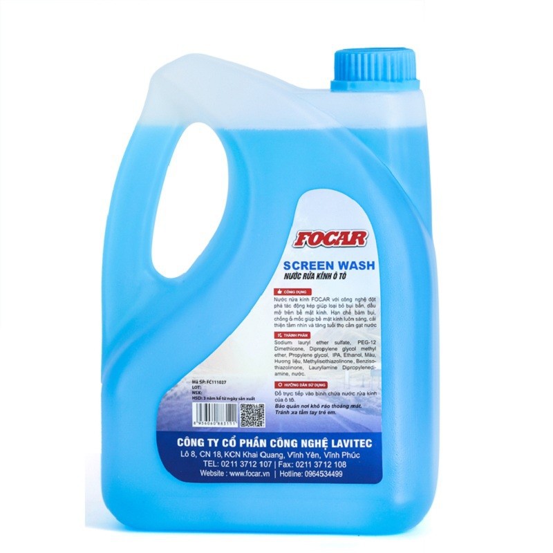 COMBO 2 Can Nước Rửa Kính, Vệ Sinh Kính [ FOCAR Screen Wash 2,75L(Xanh)+ FOCAR Summer Screen Wash(Hồng) 2,75L ]