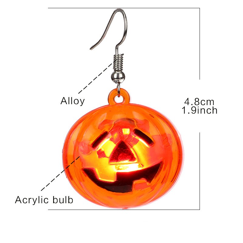 1 Đôi Bông Tai Hợp Kim Có Đèn LED Phát Sáng Phong Cách Halloween