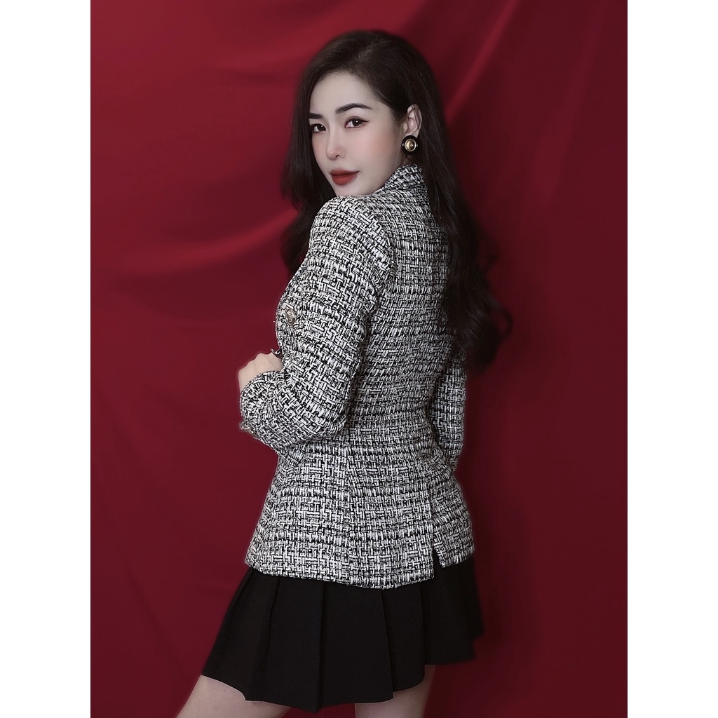Áo vest tweed đen trắng AV029