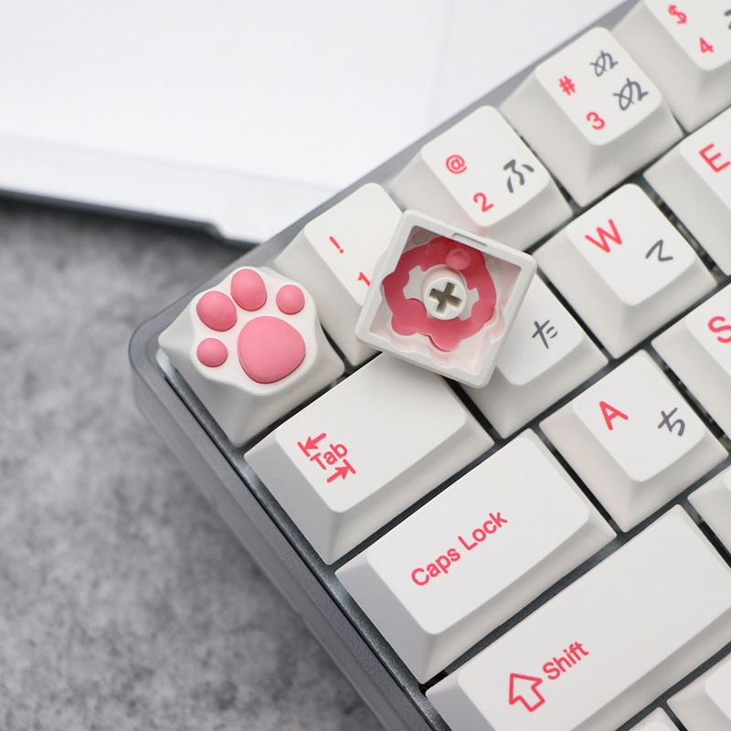 Vỏ Bọc Bàn Phím Bằng Silicone PBT &amp; Kitty Artisan Hình Chân Mèo Cho Mech