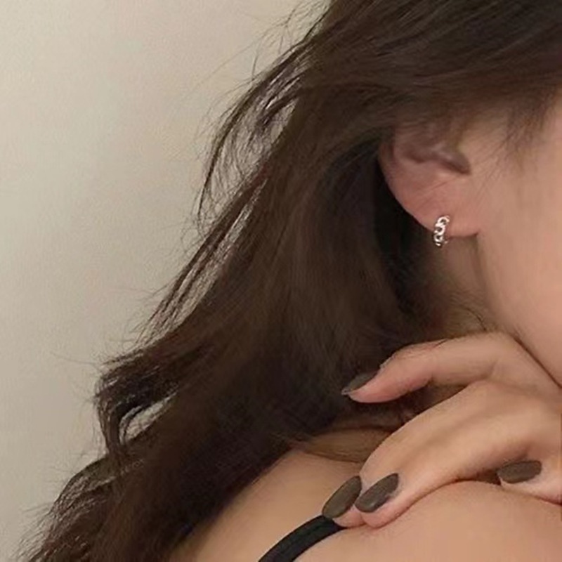 1 Cặp Khuyên Tai Tròn Bằng Kim Loại Mạ Bạc S925 Cho Nữ