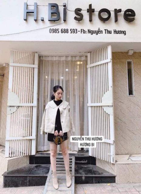 Áo dạ túi hộp dáng hàn quốc đáng yêu