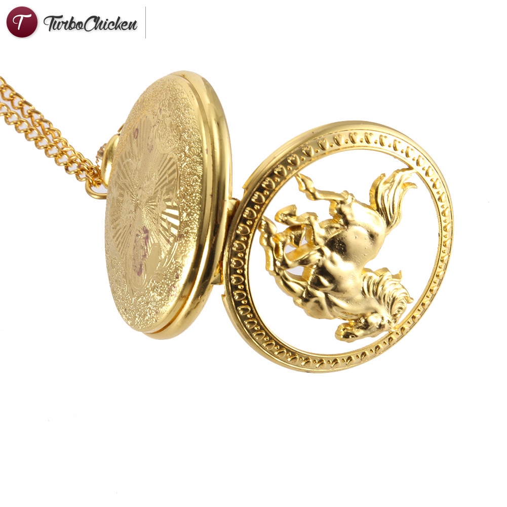 Đồng Hồ Quả Quýt Chạm Khắc Hình Ngựa Phong Cách Vintage
