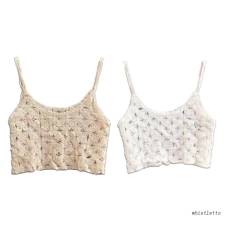Áo Len Đan Móc Hai Dây Màu Sắc Trơn Phong Cách Boho Cổ Điển Dành Cho Nữ