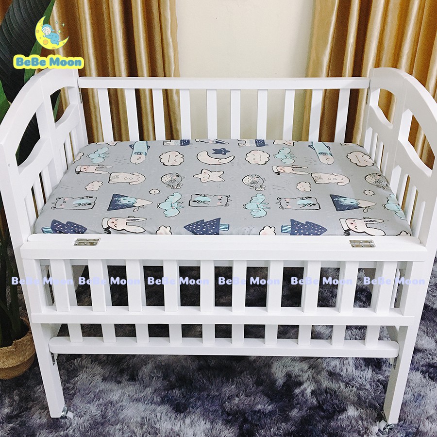 Ga Đệm Cũi Cho Bé Chất Liệu 100% Cotton Mềm Mịn 10 Màu Sắc Cực Đẹp Made In Việt Nam - BeBe Moon