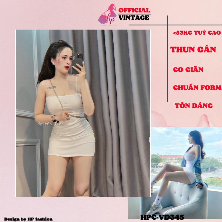 Đầm 2 dây bún nữ body, váy dáng ngắn thun gân đủ màu sang chảnh dự tiệc - VD345
