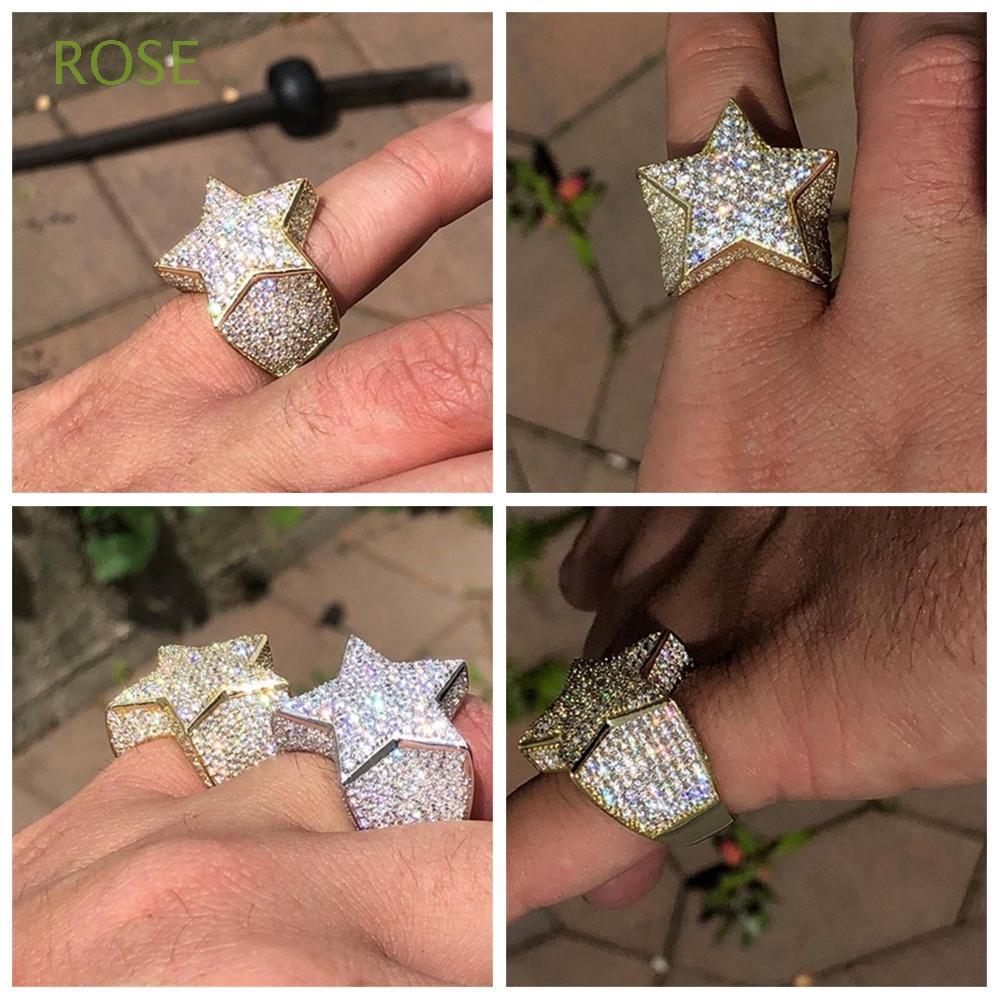 ROSE Women Men Luxury Shiny Diamond Inlaid|Fashion CZ Star Ring