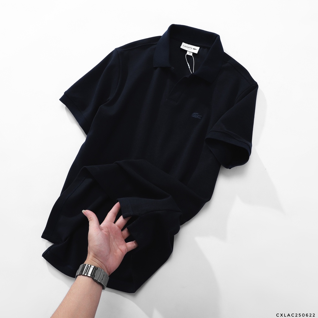 Áo Thun Nam POLO LACOSTE CỔ V TRƠN KHÔNG NÚT BASIC SlimFit - Vải Chính Phẩm Nhẹ Mát Cao Cấp Hàng Xuất Xịn