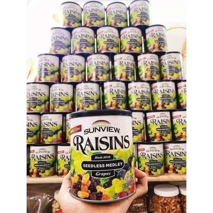 Nho Khô Mỹ SUNVIEW RAISINS hũ 425g loại hỗn hợp