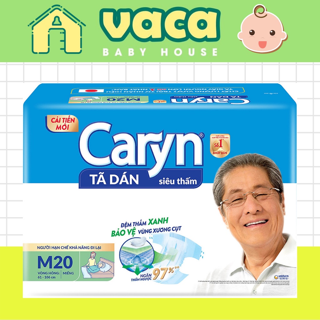 (CÓ HÀNG TẶNG) TÃ DÁN CARYN NGƯỜI GIÀ SIZE M20 MIẾNG