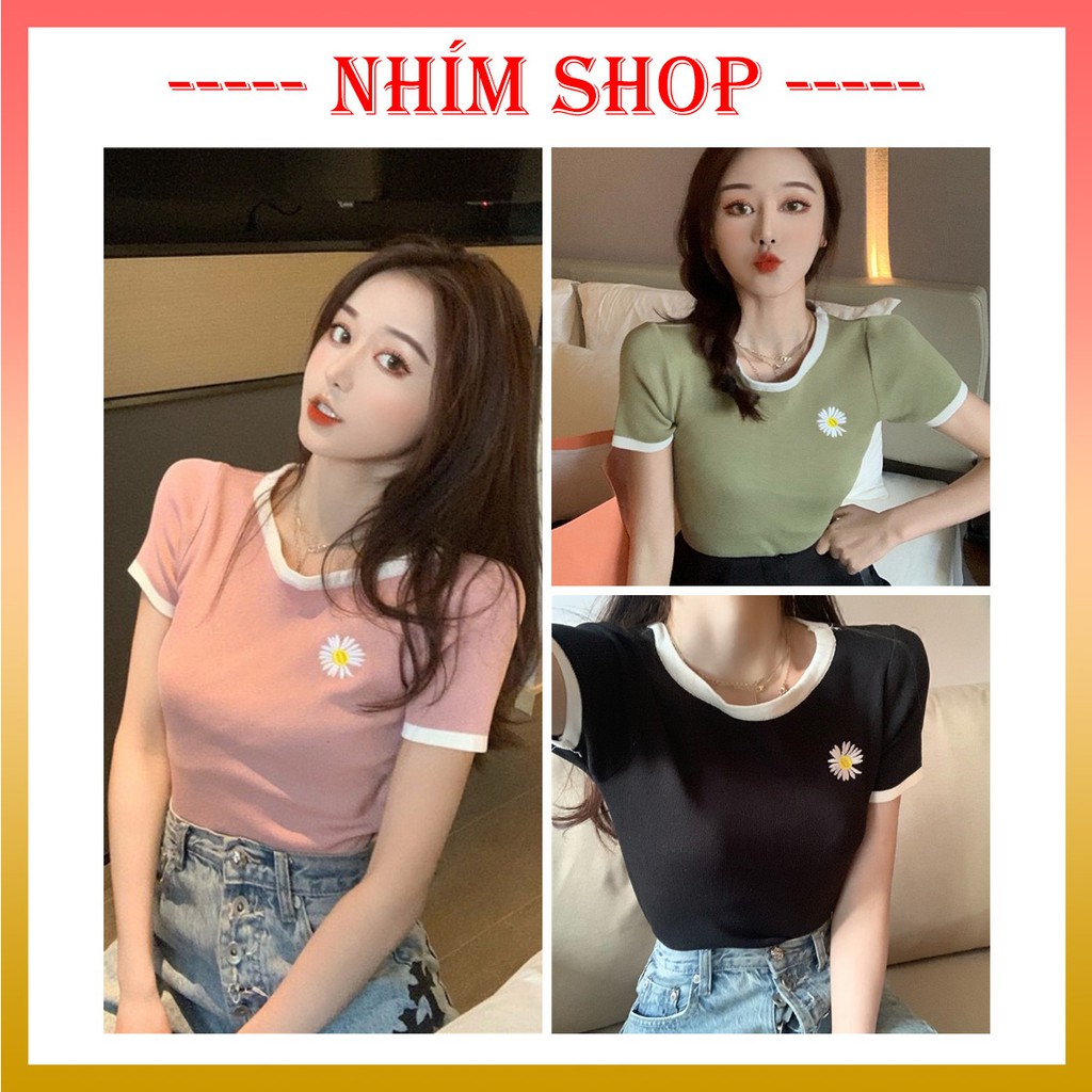 Áo croptop nữ ♥️ Croptop hoa cúc, áo croptop ôm ♥️ Áo croptop ngắn - NhimShop AT01