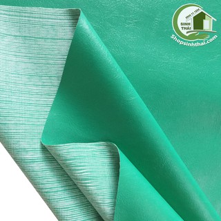 Vải da simili PVC - vải giả da may túi, làm dép, bọc ghế sofa - [ 1 mét x khổ 1,4m ] màu xanh lá có vân