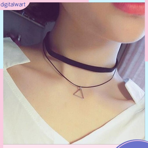 Choker thiết kế hai lớp đính mặt tam giác cá tính cho nữ