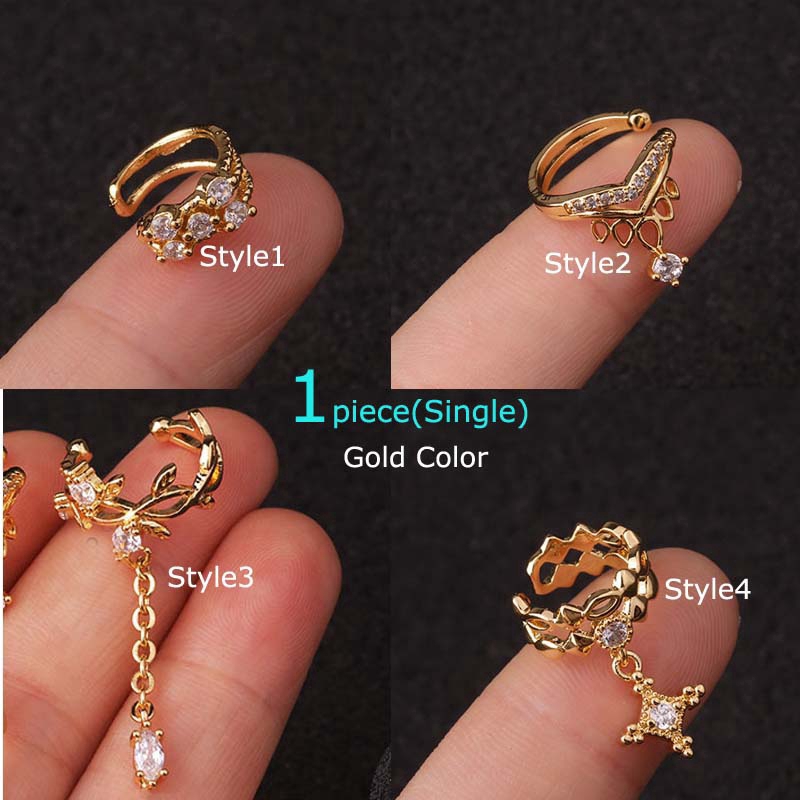 Khuyên Vành Tai Kim Loại Đính Đá Xinh Xắn 10mm