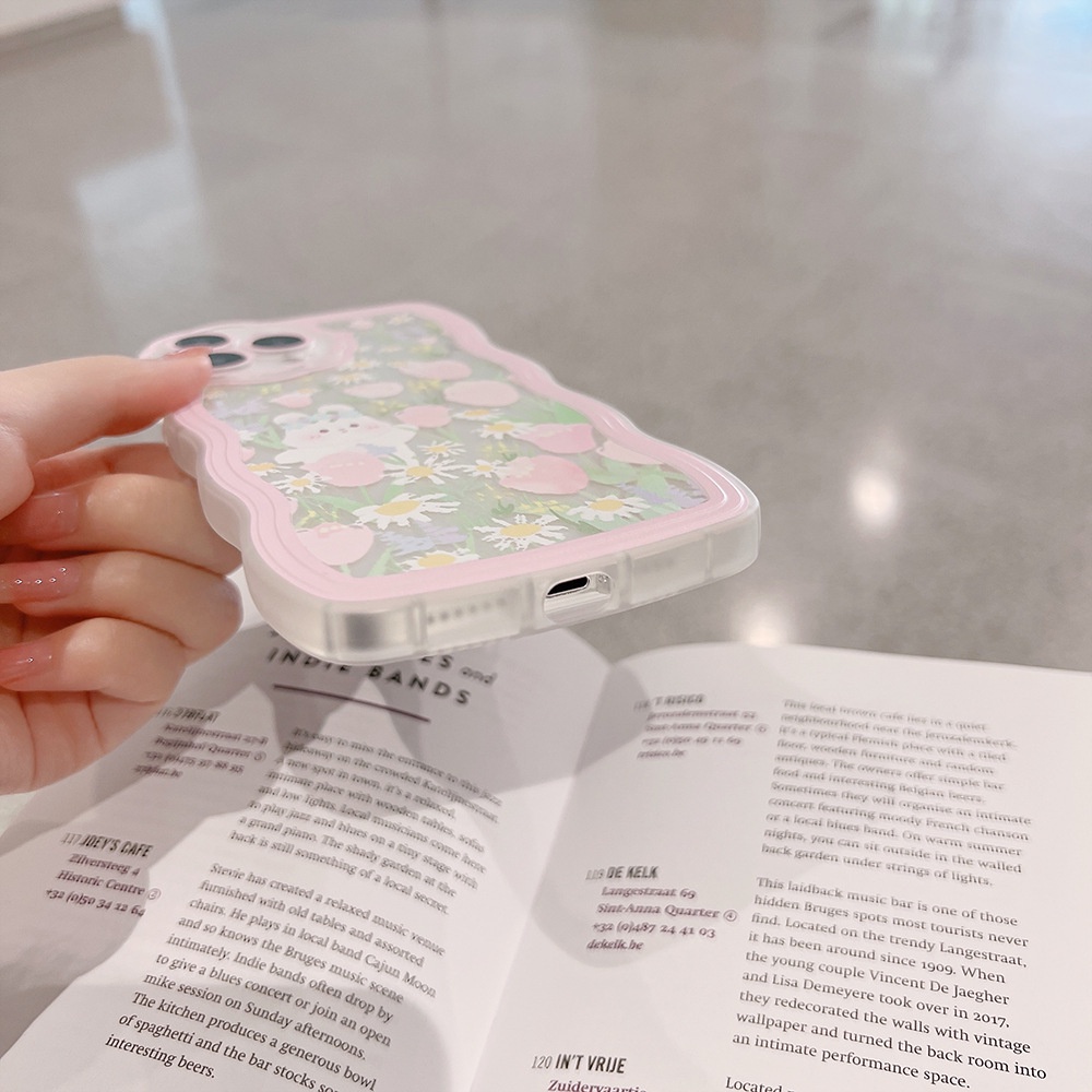 Ốp điện thoại kiểu hoa và thỏ có dây đeo thích hợp cho Iphone 7 8 PLUS X XR XS 11 12 13 14 PRO MAX SE 2020