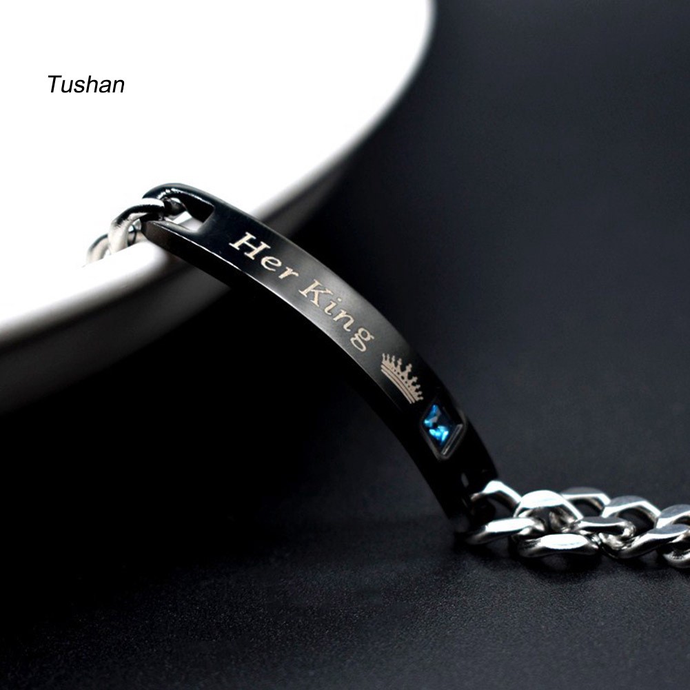 TUSH_His Queen Her King Crown Couple Lover Wristband Bracelet Bangle Jewelry Gift