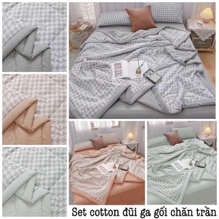 Bộ Chăn Ga Gối Cotton Đũi Thô Nhập Khẩu, Chất Vải Mềm Mịn - Mẫu Kẻ Caro Hot Trend