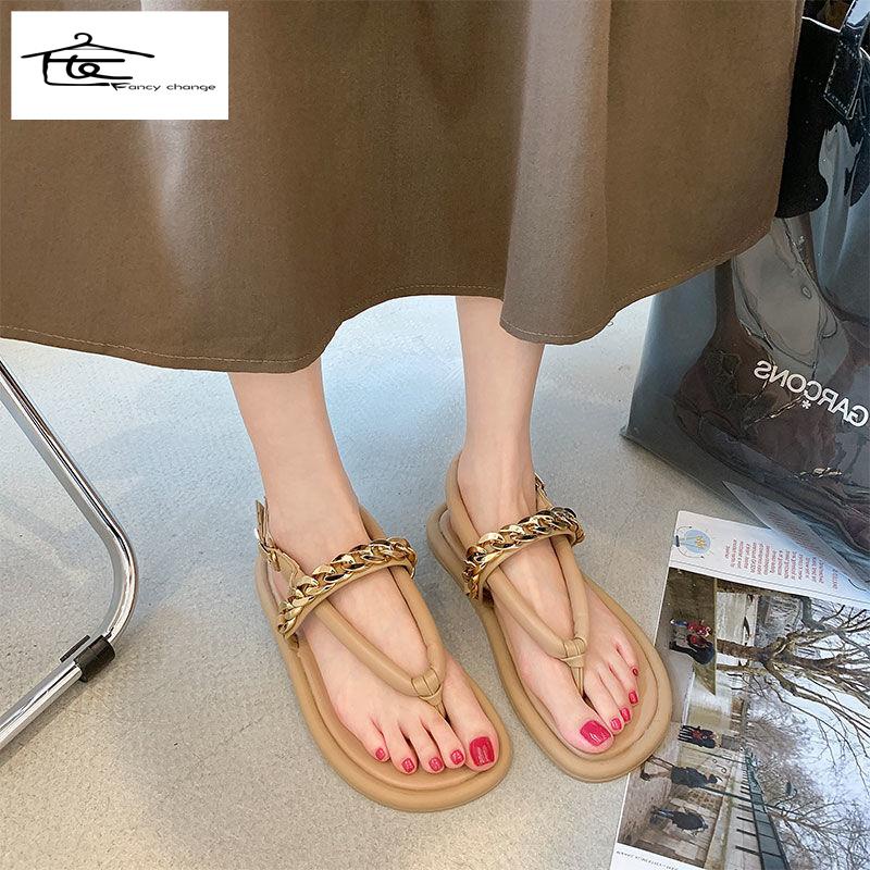 Hàng Có Sẵn Bán Chạy~ Giày Sandal Đế Bệt Mềm Mại Phong Cách La Mã Thời Trang Mùa Hè Dành Cho Nữ Sinh 2022