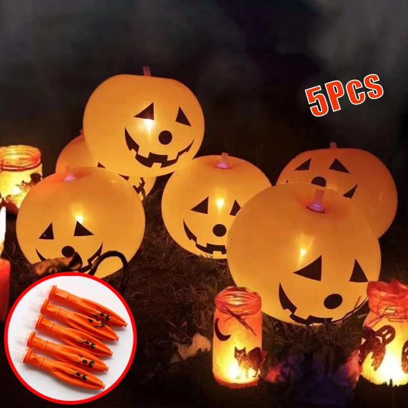 Set 5 Bong Bóng Bí Ngô Có Đèn LED Trang Trí Halloween