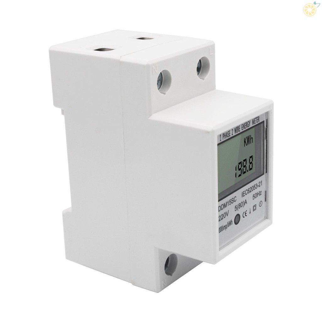 micc-LCD Digital Display Single Phase DIN-Rail Energy Meter 5-80A 220V 50Hz Electronic KWh Meter Power Consumption Monitor DDM15SC