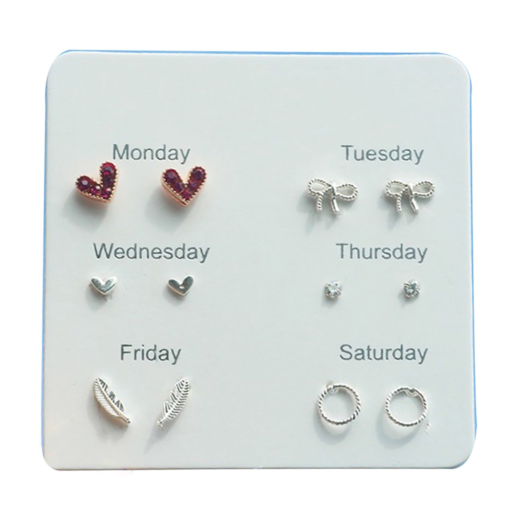 Bộ 6 Đôi Hoa Tai Hợp Kim Nhiều Kiểu Dáng