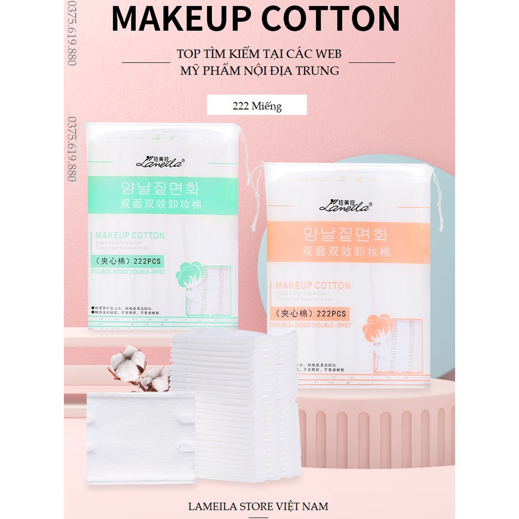 [ CHÍNH HÃNG ] Bông Tẩy Trang LAMEILA 222 Miếng Sợi Cotton Thiên Nhiên | BigBuy360 - bigbuy360.vn