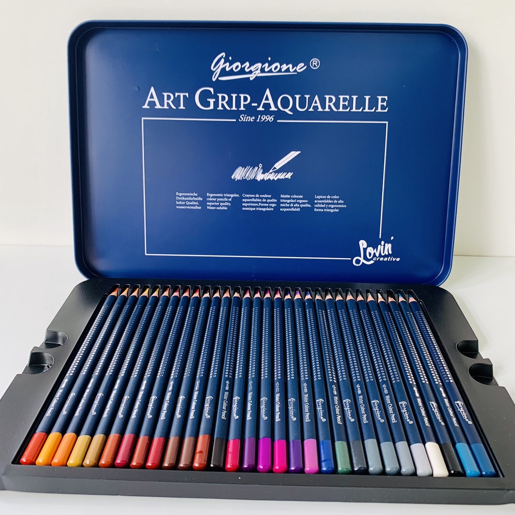 Bộ bút chì full 120 màu Giorgione vỏ thiếc xanh, đỏ, màu sắc đẹp bắt mắt - B93+94