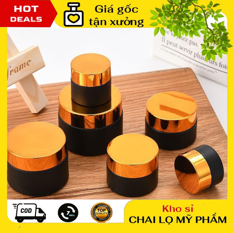 Hủ Đựng Kem ❤ GIÁ TẬN GỐC ❤ Hủ Chiết Kem Thủy Tinh Nâu 30g/50g/100g Nắp Vàng/Đen chiết mỹ phẩm , phụ kiện du lịch