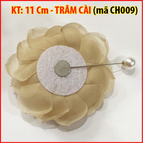 Tag Hoa Trà Voan Cài Áo, Kiểu Cài Áo Hoa Có Ghim, Có Trâm Cài Áo Váy, Cài Áo Hoa Voan Màu Pastel KT 10 CM CH003