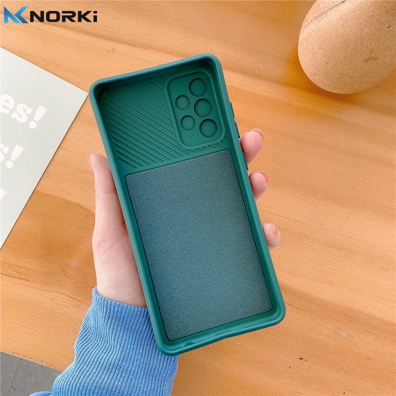 Ốp Điện Thoại Silicon Mềm Nhám Màu Kẹo Có Thanh Trượt Bảo Vệ Camera Cho Samsung Galaxy A14 A54 A24 A73 A53 A33 A52S A52 A72 A12