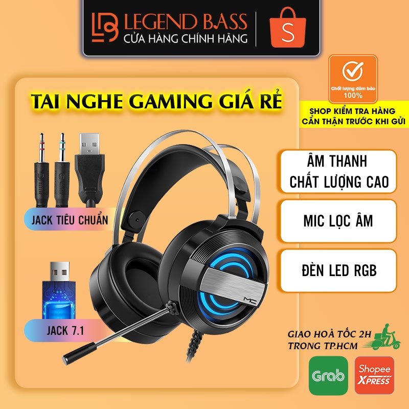 Tai Nghe Gaming Chụp Tai Có Mic Cho Máy Tính Laptop Và Điện Thoại, Headphone Game Thủ Có Đèn Led, Âm Trong, Bass Trầm