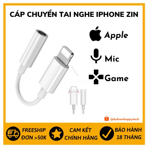 Jack cáp chuyển đổi tai nghe iphone chính hãng Lightning to 3.5mm hỗ trợ mic tech store