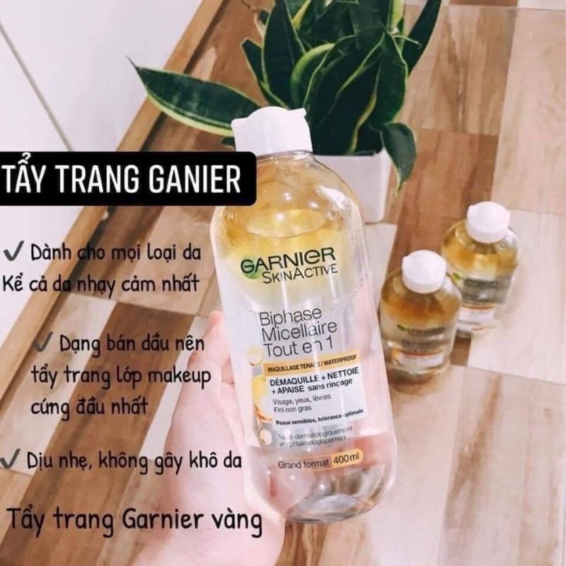 Nước tẩy trang Garnier Skinactive Micellar Water hồng/vàng 400ml